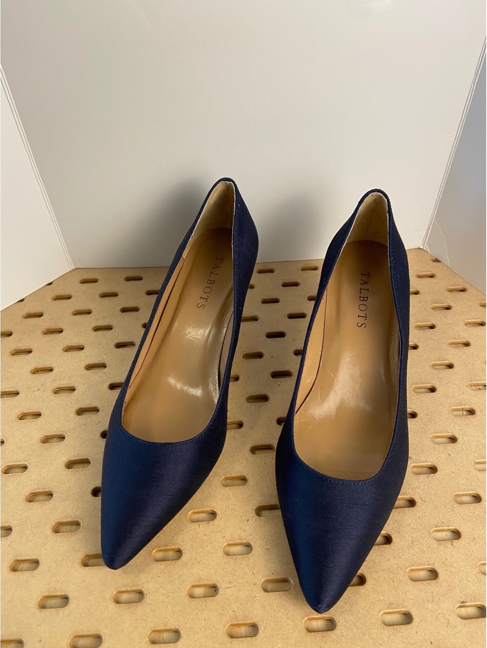 Talbots Navy Blue Satin Kitten Heel Pumps